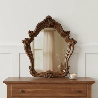 47" White And Silver Abstract Wood Framed Antiqued Glass Mounted Dresser Mirror HomeRoots