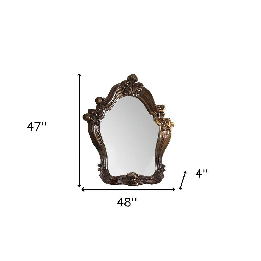 47" White And Silver Abstract Wood Framed Antiqued Glass Mounted Dresser Mirror HomeRoots