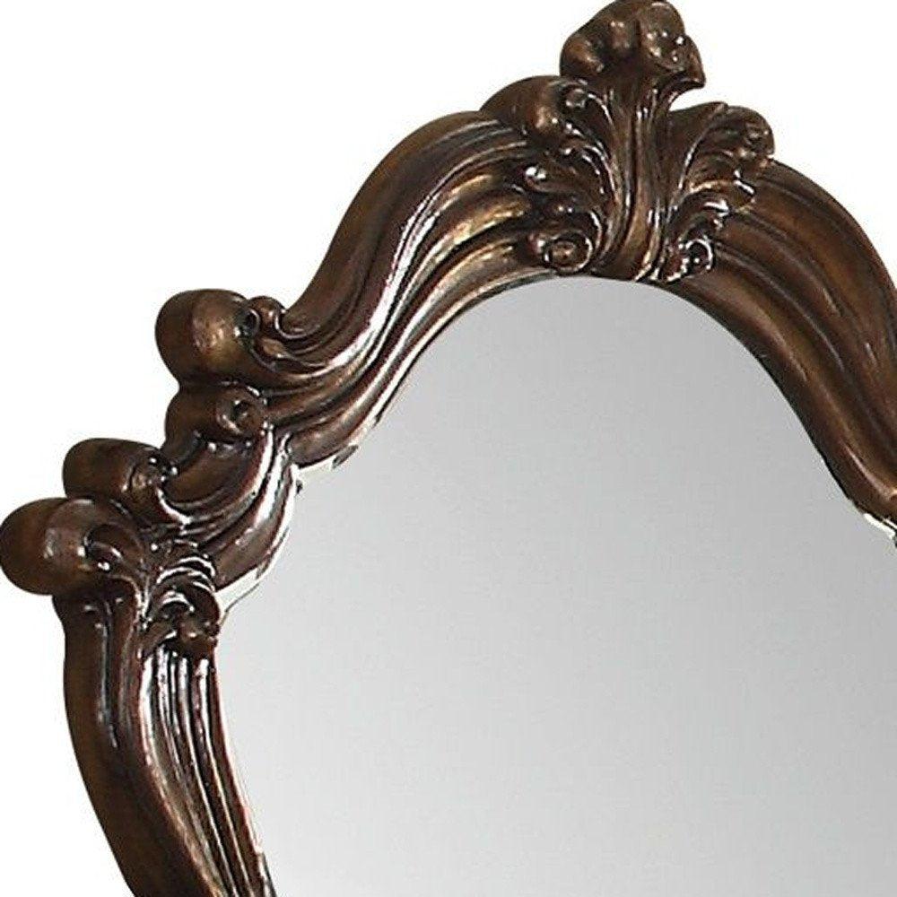 47" White And Silver Abstract Wood Framed Antiqued Glass Mounted Dresser Mirror HomeRoots