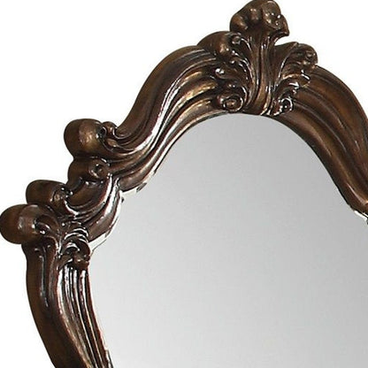 47" White And Silver Abstract Wood Framed Antiqued Glass Mounted Dresser Mirror HomeRoots