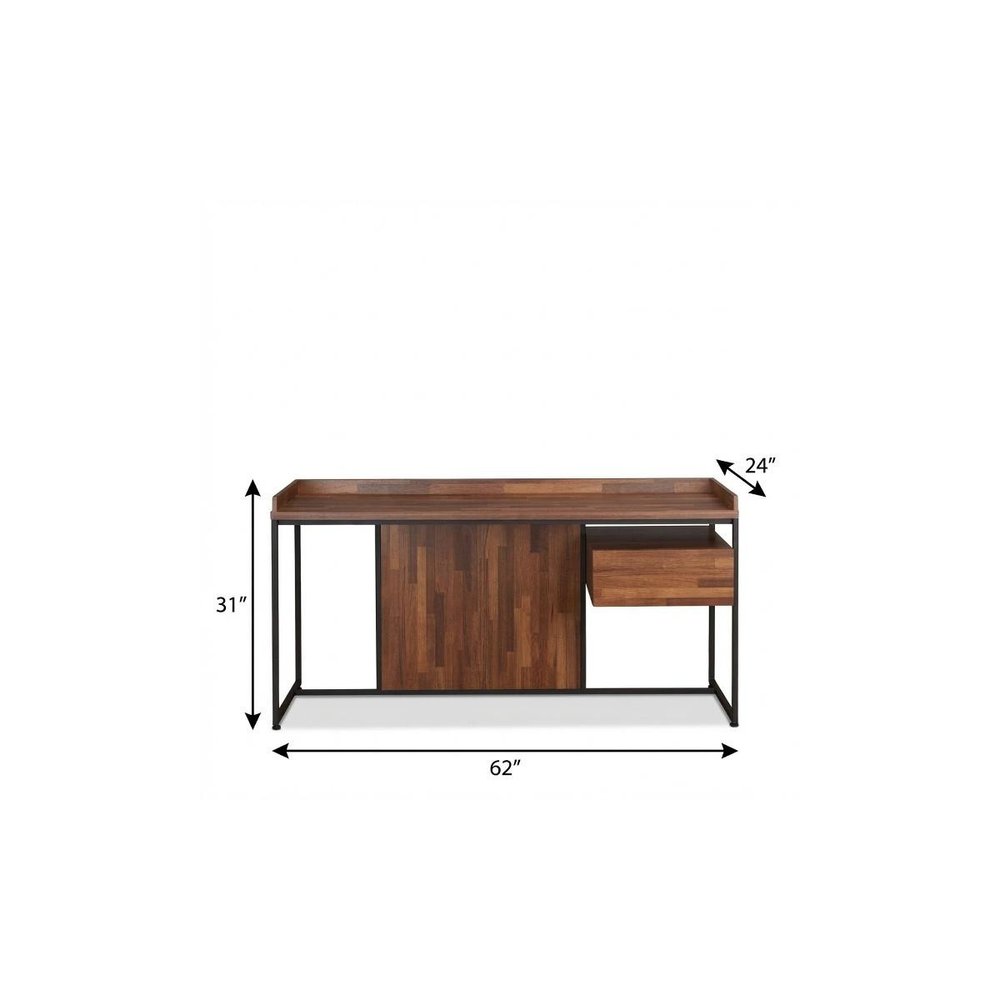 62" Brown and Black Computer Desk HomeRoots