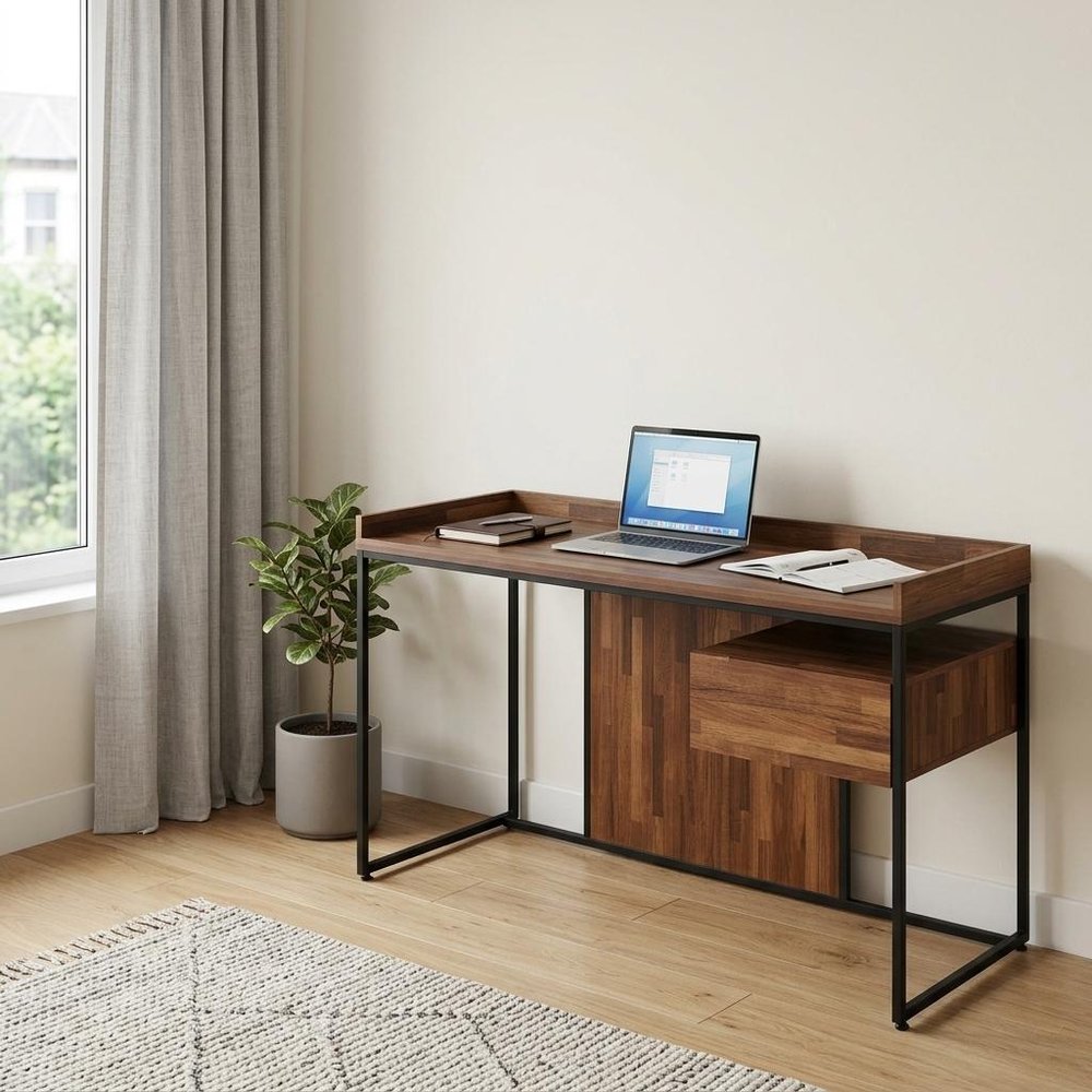 62" Brown and Black Computer Desk HomeRoots