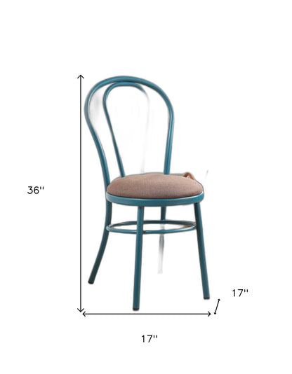 Set Of 2 Restaurant Style Arch Back Teal And Taupe Dining Chairs - FurniFindUSA