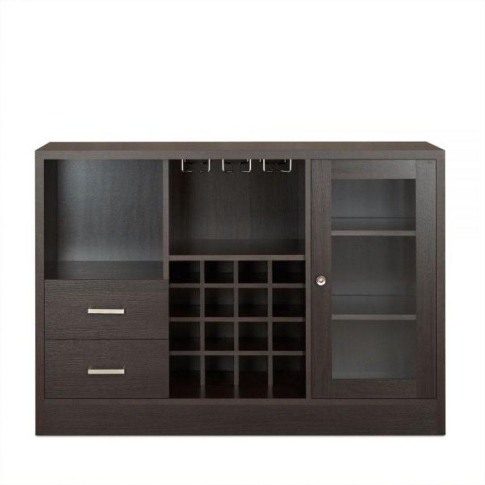 47" Espresso Solid Wood Frame With Five Shelves And Two Drawers HomeRoots
