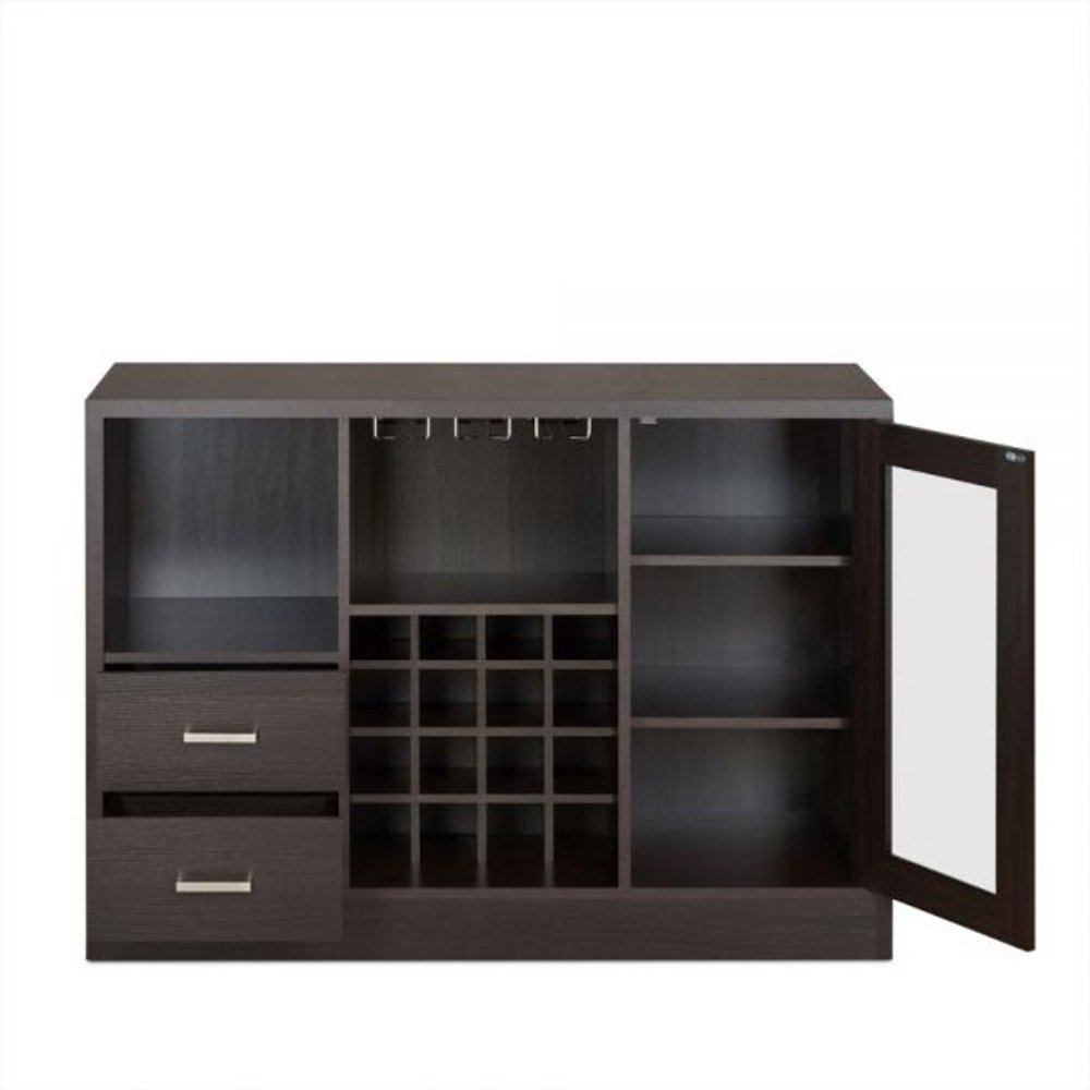47" Espresso Solid Wood Frame With Five Shelves And Two Drawers HomeRoots