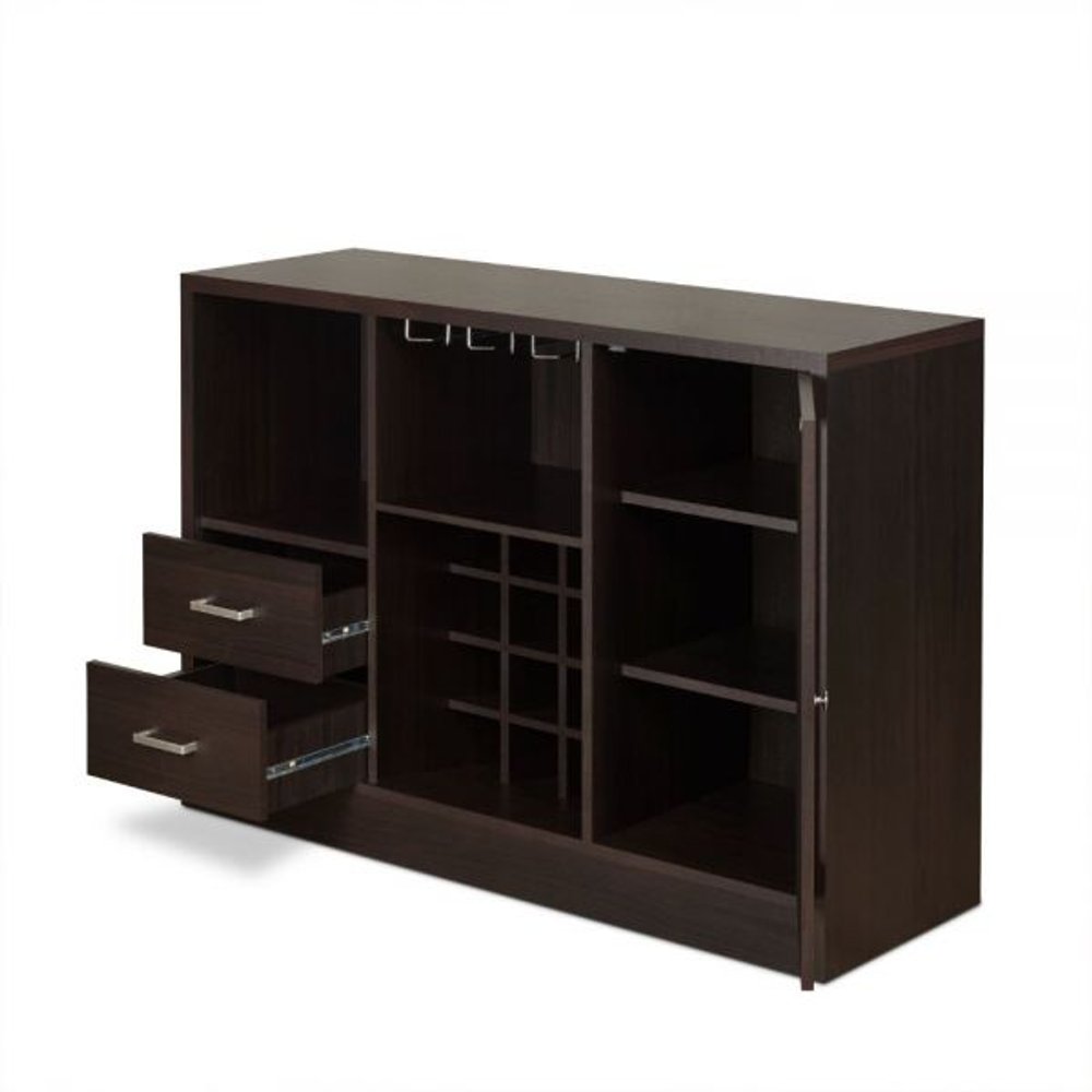 47" Espresso Solid Wood Frame With Five Shelves And Two Drawers HomeRoots