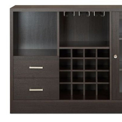 47" Espresso Solid Wood Frame With Five Shelves And Two Drawers HomeRoots