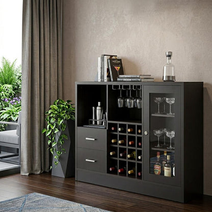 47" Espresso Solid Wood Frame With Five Shelves And Two Drawers HomeRoots