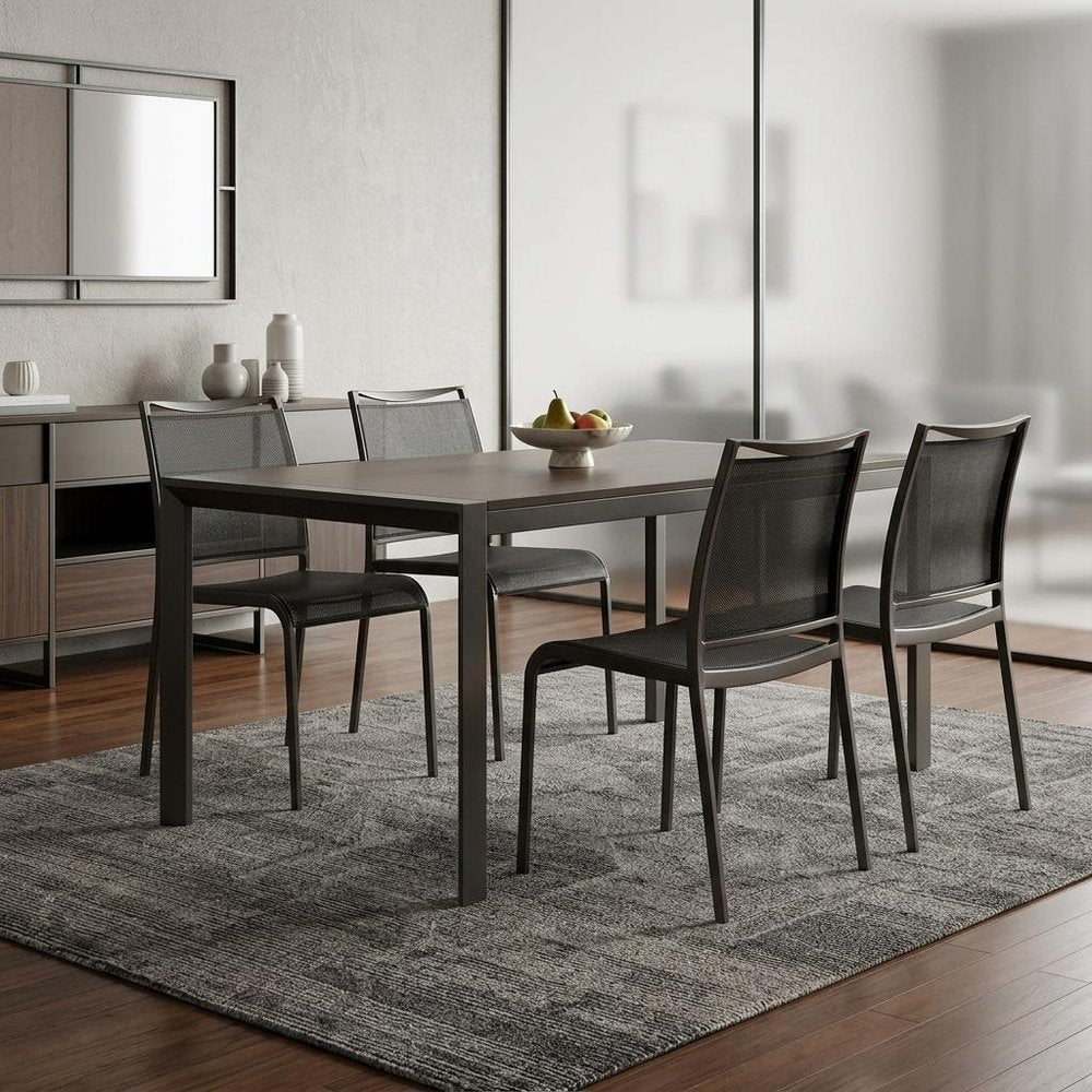 Set of Four Gray Aluminum Dining Side Chairs HomeRoots