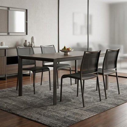 Set of Four Gray Aluminum Dining Side Chairs HomeRoots