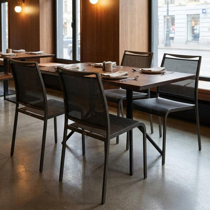 Set of Four Gray Aluminum Dining Side Chairs HomeRoots