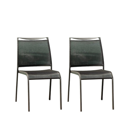 Set of Four Gray Aluminum Dining Side Chairs HomeRoots