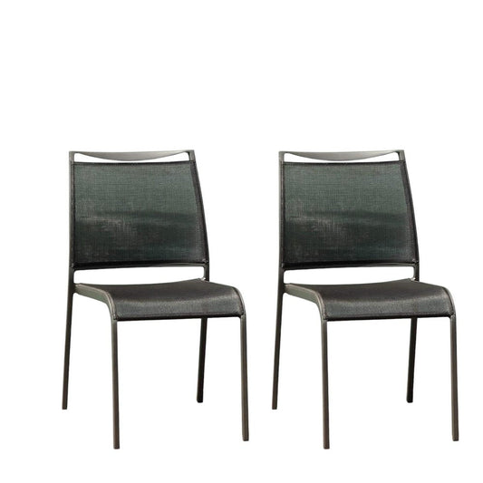 Set of Four Gray Aluminum Dining Side Chairs HomeRoots