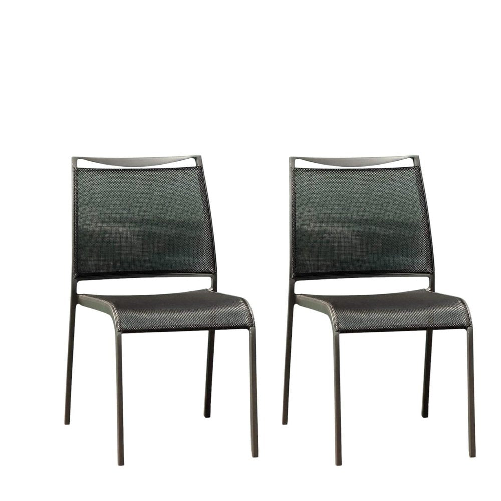 Set of Four Gray Aluminum Dining Side Chairs HomeRoots