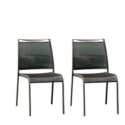 Set of Four Gray Aluminum Dining Side Chairs HomeRoots