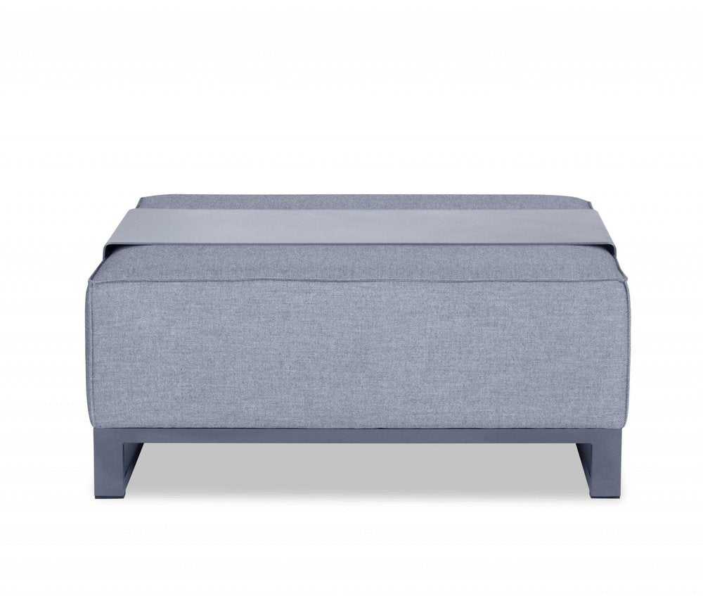40" Gray Linen Cocktail Ottoman HomeRoots