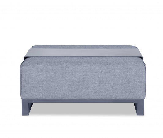 40" Gray Linen Cocktail Ottoman - FurniFindUSA