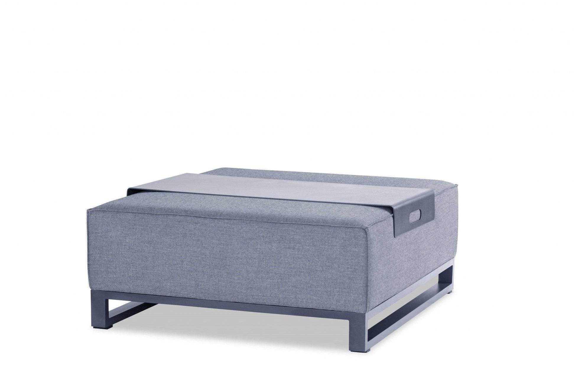 40" Gray Linen Cocktail Ottoman - FurniFindUSA