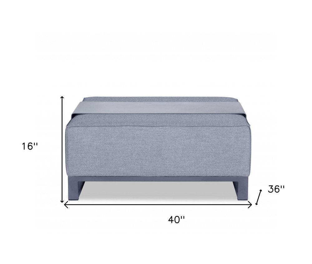 40" Gray Linen Cocktail Ottoman HomeRoots