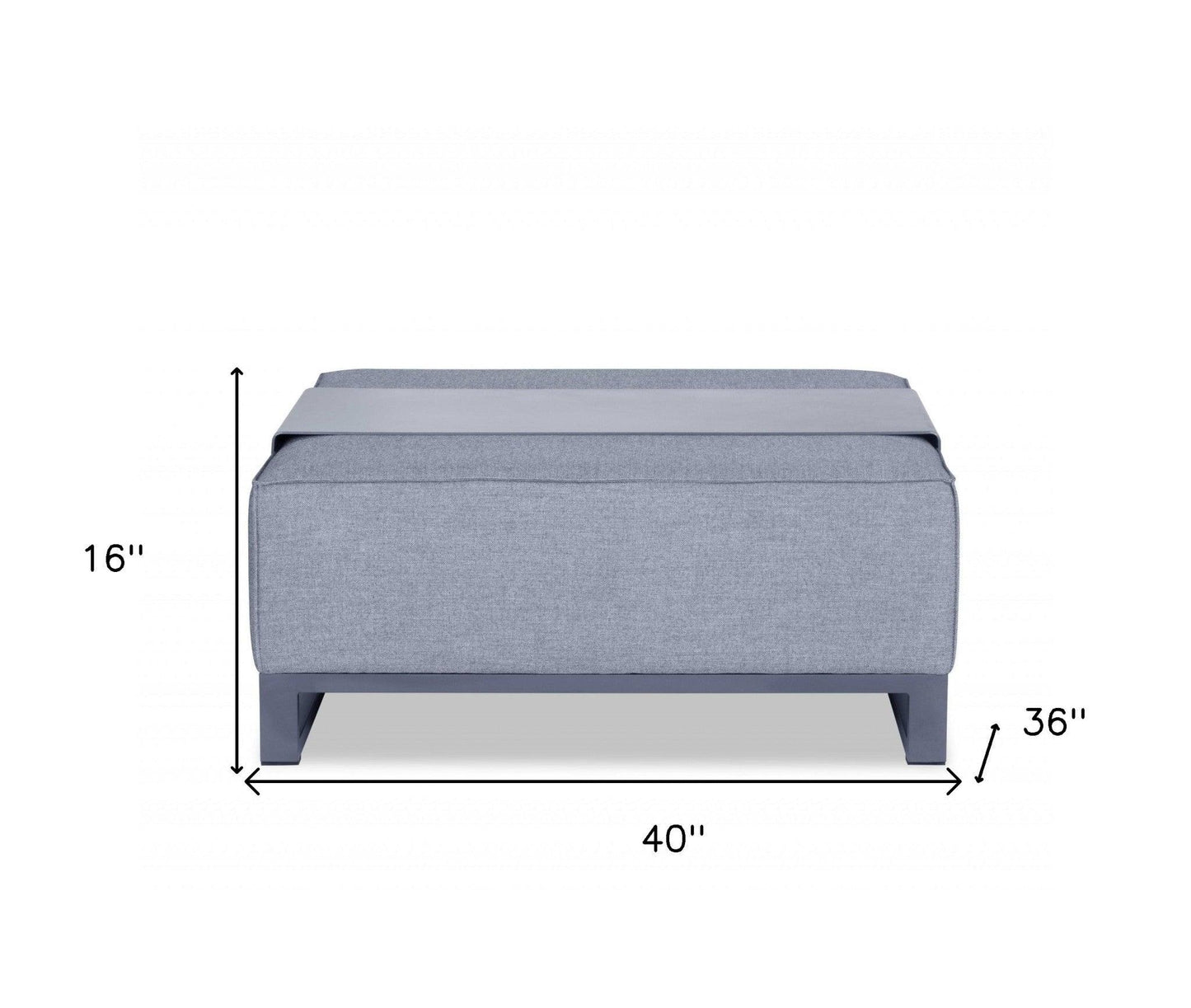 40" Gray Linen Cocktail Ottoman - FurniFindUSA