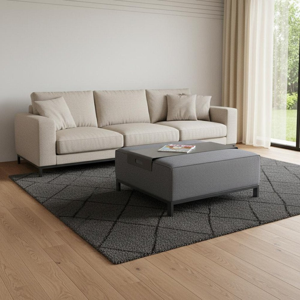 40" Gray Linen Cocktail Ottoman HomeRoots