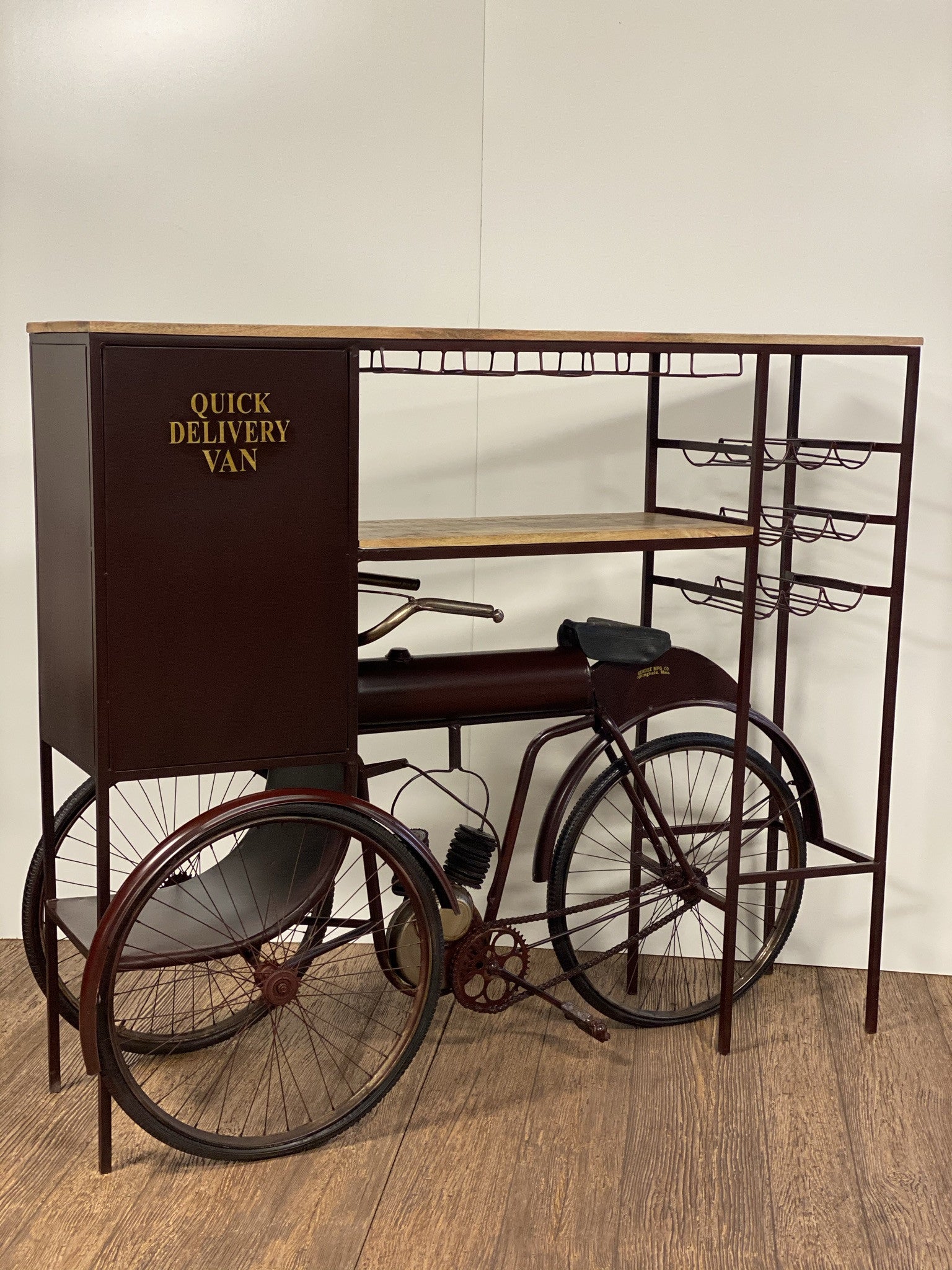 17" X 58.5" X 67.5" Maroon Tricycle Delivery Bar HomeRoots