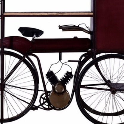 17" X 58.5" X 67.5" Maroon Tricycle Delivery Bar HomeRoots