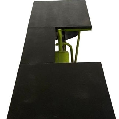 71" Brown and Green Solid Wood and Metal Bike Kitchen Cart HomeRoots