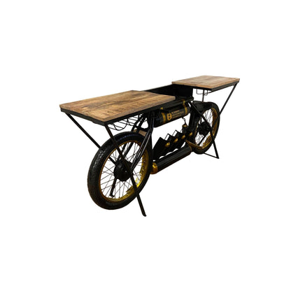 Black and Gold Iron And Solid Wood Bar Cart With Wine Storage - FurniFindUSA