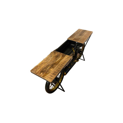 Black and Gold Iron And Solid Wood Bar Cart With Wine Storage - FurniFindUSA