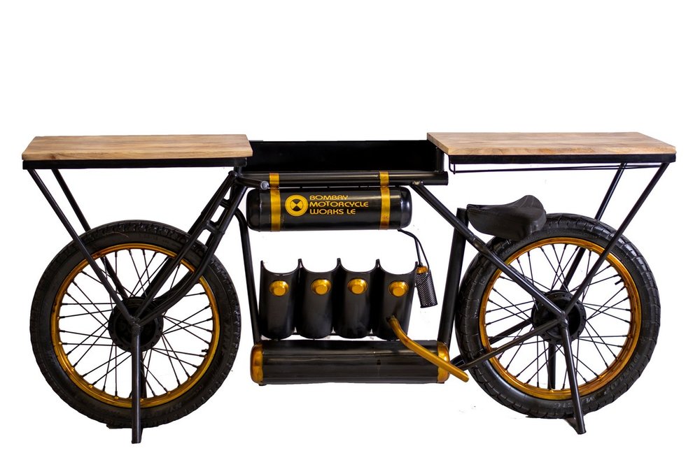 Black and Gold Iron And Solid Wood Bar Cart With Wine Storage HomeRoots