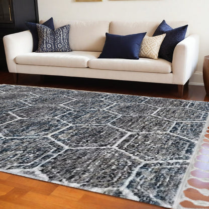 9' X 13' Gray Geometric Area Rug - 105.0" (H) x 156.0" (W) x 0.5" (D)