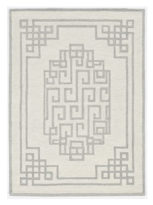 2' X 4' Gray and Ivory Wool Medallion Hand Tufted Area Rug