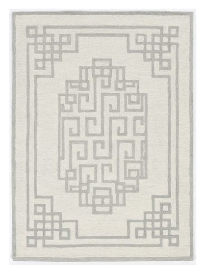 2' X 4' Gray and Ivory Wool Medallion Hand Tufted Area Rug