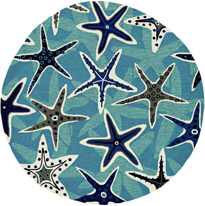 3' X 5' Blue Sand Dollar Indoor Outdoor Area Rug