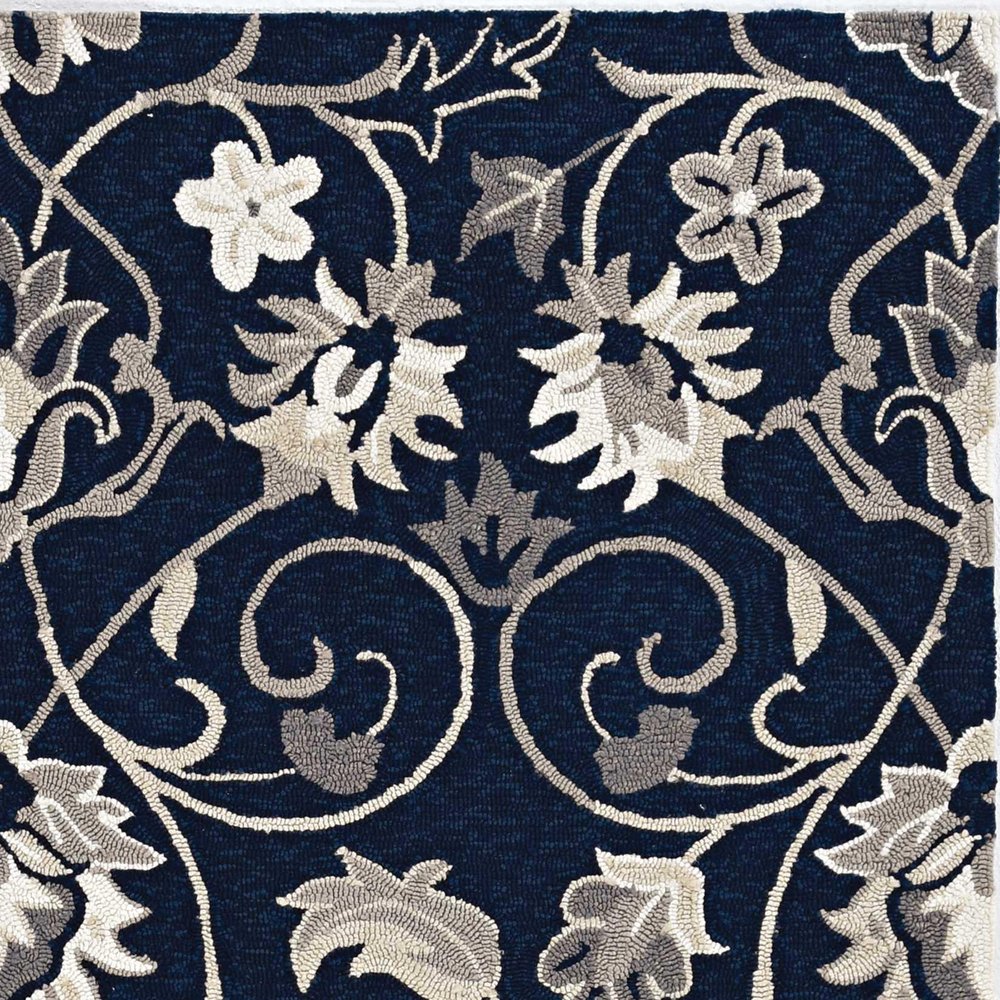 8' Navy Blue Round Hand Tufted Area Rug With UV Protection — view 2