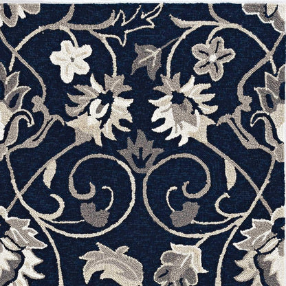 8' Navy Blue Round Hand Tufted Area Rug With UV Protection HomeRoots