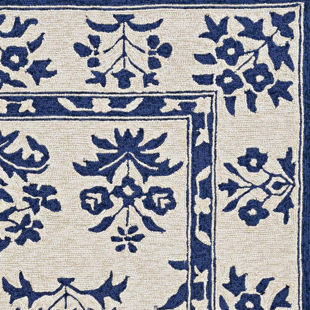 8' Blue Round Hand Tufted Area Rug With UV Protection HomeRoots