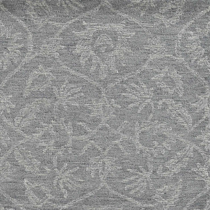 8' Grey Hand Tufted Space Dyed Floral Ogee Indoor Runner Rug