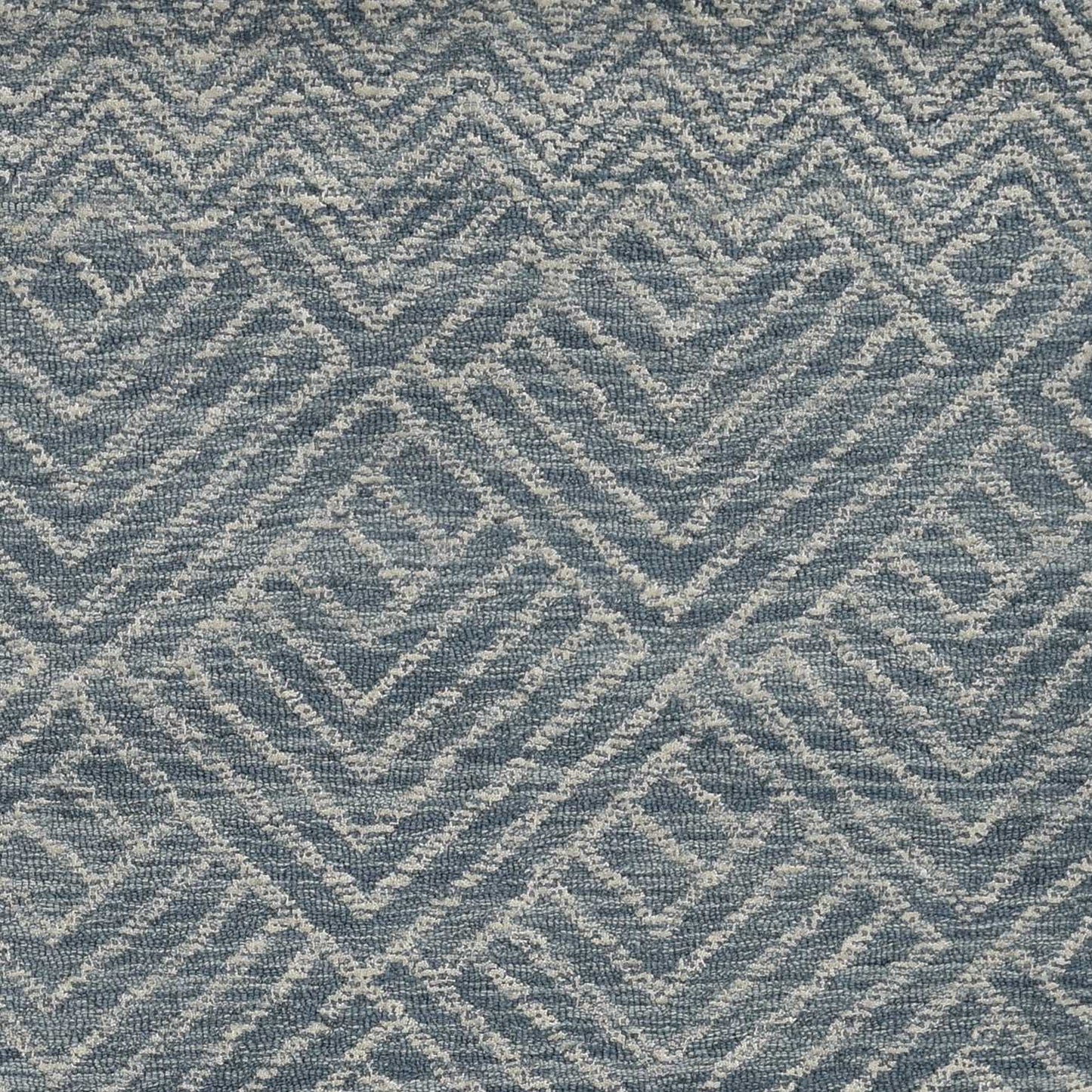 2' X 8' Denim Geometric Tiles Wool Runner Rug