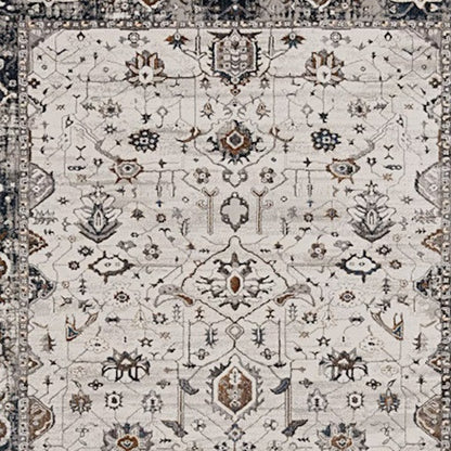 5' X 8' Ivory Grey Machine Woven Traditional Indoor Area Rug