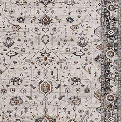 5' X 8' Ivory Grey Machine Woven Traditional Indoor Area Rug