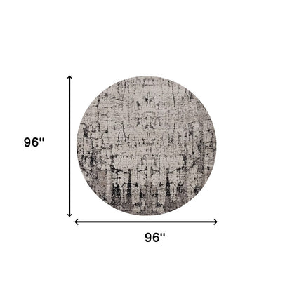 8' Gray and Ivory Round Area Rug - 96.0" (H) x 96.0" (W) x 0.5" (D)