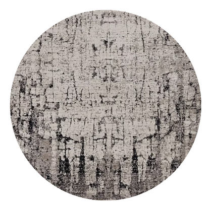 8' Gray and Ivory Round Area Rug - 96.0" (H) x 96.0" (W) x 0.5" (D)