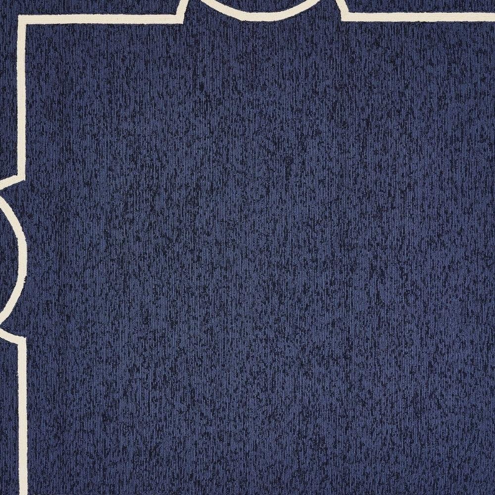 7' X 10' Blue And Ivory Geometric Hand Hooked Area Rug — view 9
