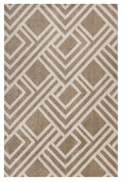 2'X4' Beige Machine Woven Uv Treated Geometric Indoor Outdoor Accent Rug