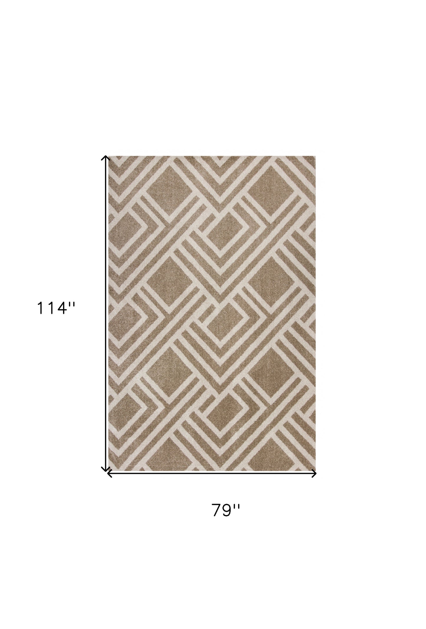 2'X4' Beige Machine Woven Uv Treated Geometric Indoor Outdoor Accent Rug