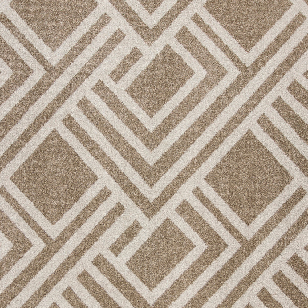 2'X4' Beige Machine Woven Uv Treated Geometric Indoor Outdoor Accent Rug