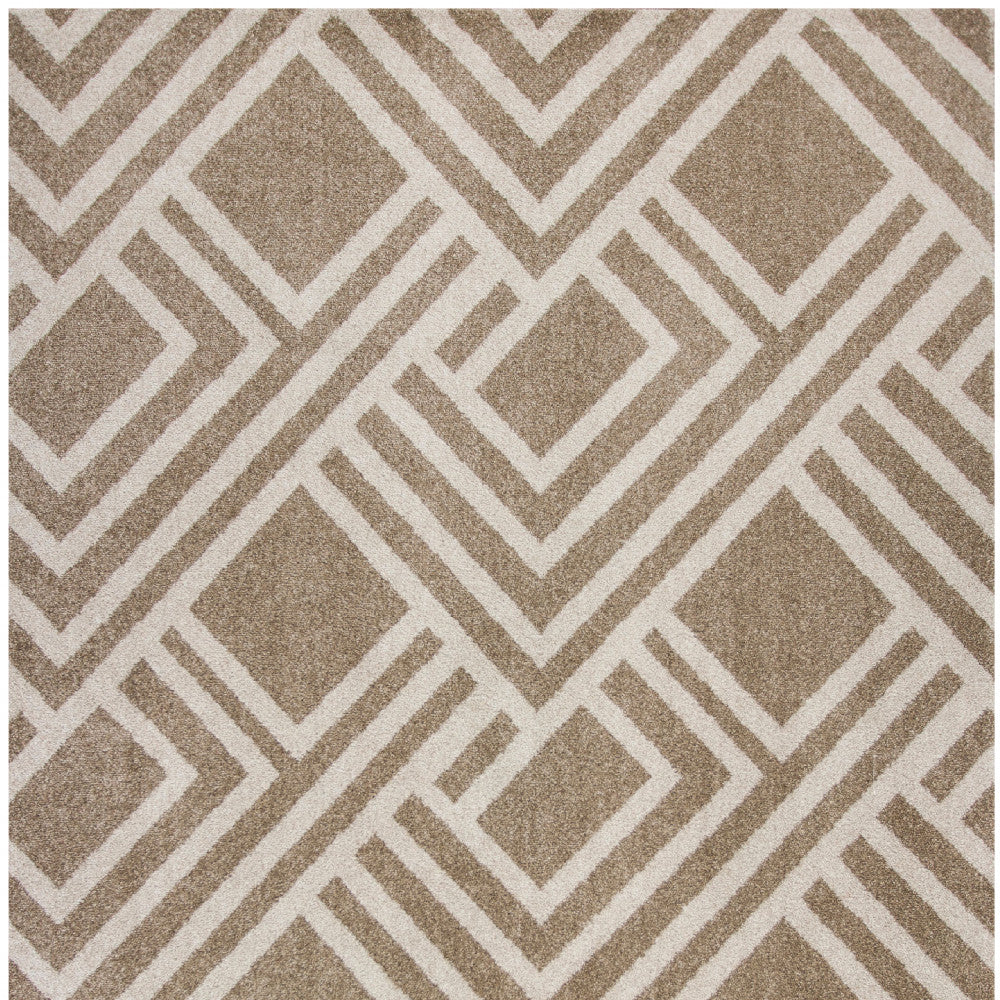 2'X4' Beige Machine Woven Uv Treated Geometric Indoor Outdoor Accent Rug