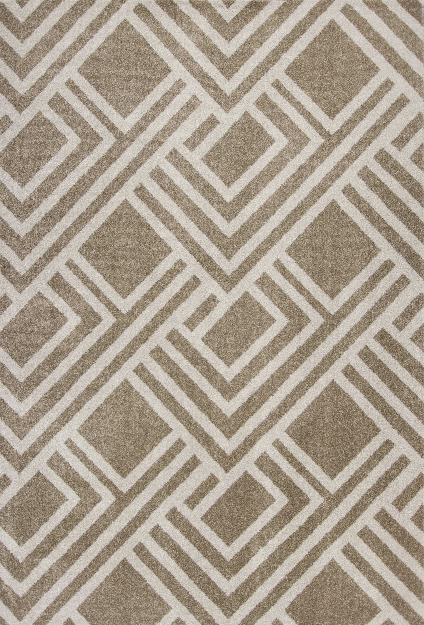 2'X4' Beige Machine Woven Uv Treated Geometric Indoor Outdoor Accent Rug